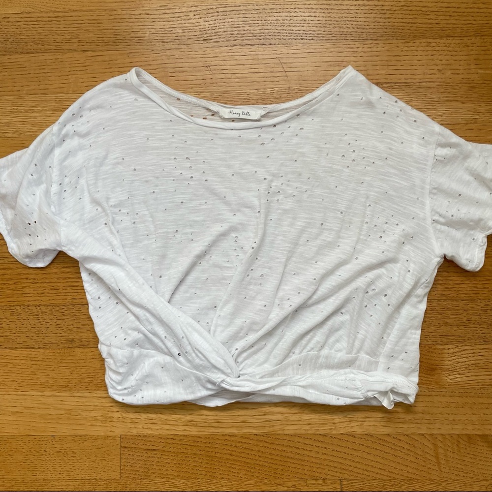 Honey Belle Distressed Crop Top L